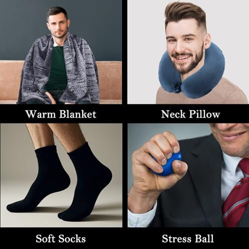 Get Well Gifts For Men,Care Package For Men With Cozy Blanket|Memory Foam Pillow|Stress Ball|Socks|Eye Mask|Thinking Of Yo...