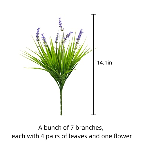 alyptus 12 Bundles Artificial Plants Outdoor Fake Monkey Grass with Flowers for Pot UV Resistant Plant Decor for Window Ga...