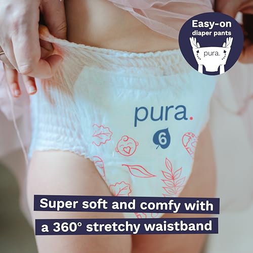 Pura Hypoallergenic Diaper Pants Size 7 (37+ lbs) Overnight, up to 12 Hours Leak Protection, Suitable for Sensitive Skin, ...