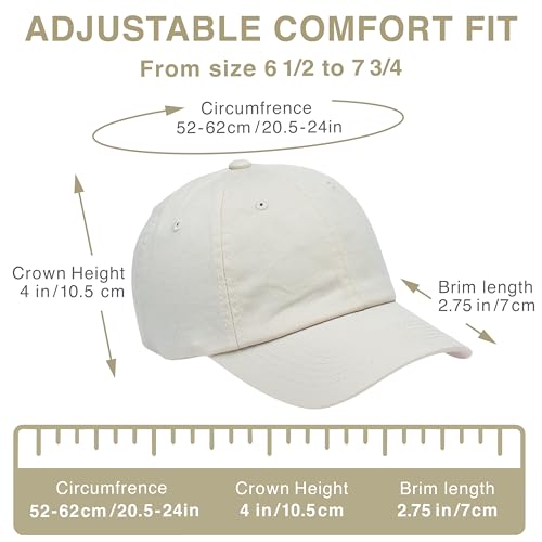 E BY ELIDAN Classic Dad Hat Cotton, Low-Profile Plain Baseball Cap, Adjustable, Breathable and Packable