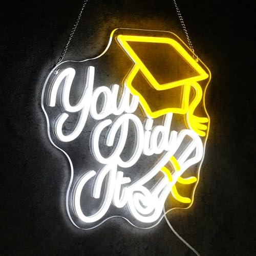 Virlusy You Did It Neon Sign for Wall Decor Dimmable Graduation Led Lights Signs Letters Signs for Class of 2025 Neon Ligh...