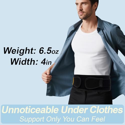 Thin & Lightweight Back Brace for Lower Back Pain Relief – Slim, Breathable Back Support Brace for Sciatica, Herniated Dis...