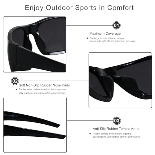 LYZOIT Polarized Sports Sunglasses for Men Women Wrap Around Unbreakable Frame Driving Fishing Cycling Running