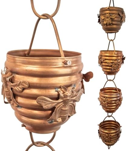 Nutshell Stores Honeybee & Hive Copper Rain Chain - Copper - 13 Feet