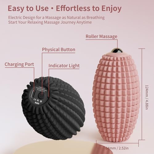JIEJUNJIE Vibrating Massage Ball for Full Body Relaxation, Silicone Trigger Point Massager Ball for Back, Neck, Foot, Musc...