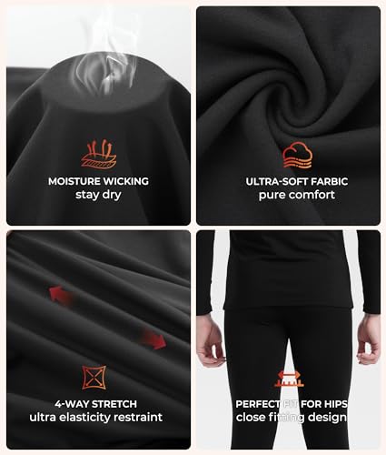 BAMBOO COOL BlazeBoo Men's Thermal Underwear with Soft Fleece Lined Base Layer Cold Weather Top Bottom Gift Set