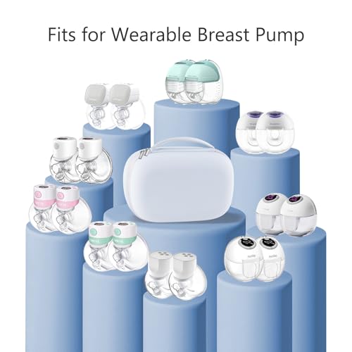 Wearable Breast Pumps Carrying Bag, Hard Shell Case with Removable Tray, Watertight Breast Pump Storage Bag Compatible wit...