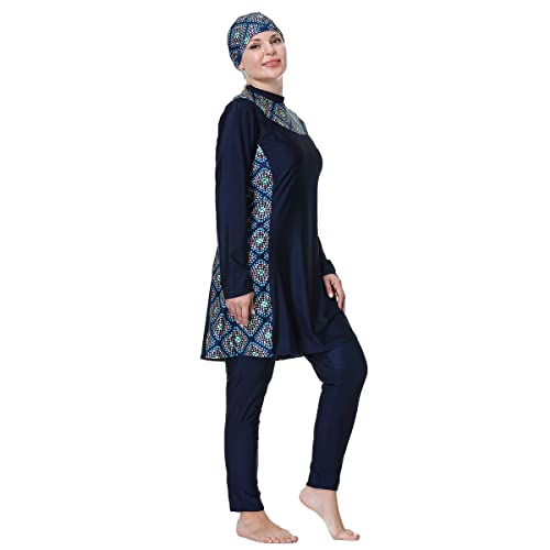 AFAVOM Women's Plus Size Muslim Swimsuits Full Cover Modest Islamic Burkini Swimwear Tops Pants Hijab Bathing Suit 3XL-8XL