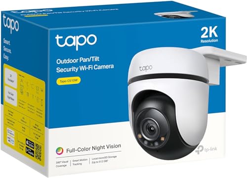Tapo 2K Outdoor Wired Pan/Tilt Security Wi-Fi Camera, 360° View, Motion Tracking, Works w/Alexa & Google Home, Color Night...