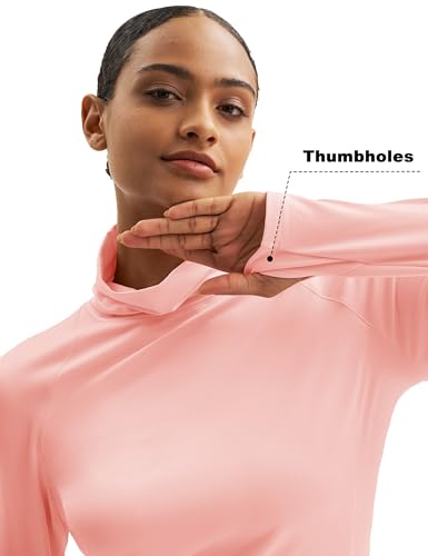 MAGCOMSEN Women's Thermal Shirts Mock Turtleneck Long Sleeve Undershirt Fleece Base Layer Top with Thumb Holes