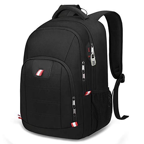Della Gao Travel Laptop Backpack, Black Backpack for Men and Women with USB Slit Business Computer Back Pack (Black, 15.6 ...