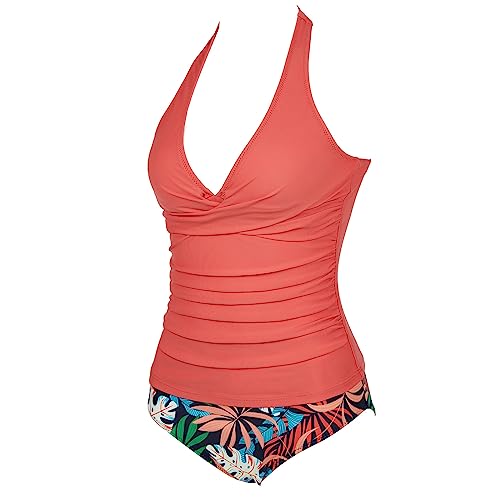 SUUKSESS Women Sexy Halter Tankini Bathing Suits Slimming Tummy Control High Waisted Swimsuits 2 Piece