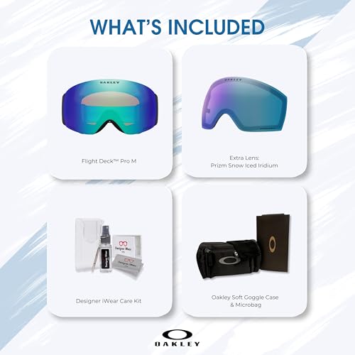 Oakley Flight Deck Pro M/L Ski Goggles For Men For Women OO7138, OO7139 + SPARE Lens Bag + BUNDLE with Care Kit