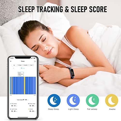 Fitness Tracker with 24/7 Heart Rate Blood Oxygen Sleep Monitor, 1.1" AMOLED Touch Screen Activity Tracker Smart Watches, ...