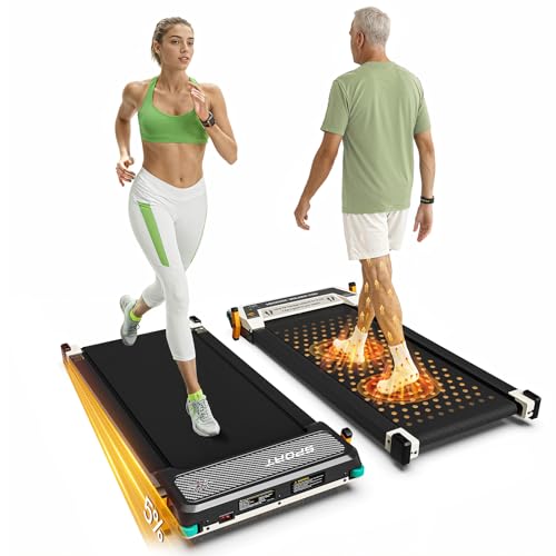 2 Side Walking Pad Treadmill with Incline Massage Function, 2 in 1 Under Desk Treadmills Walking Pad and Foot Massager for...
