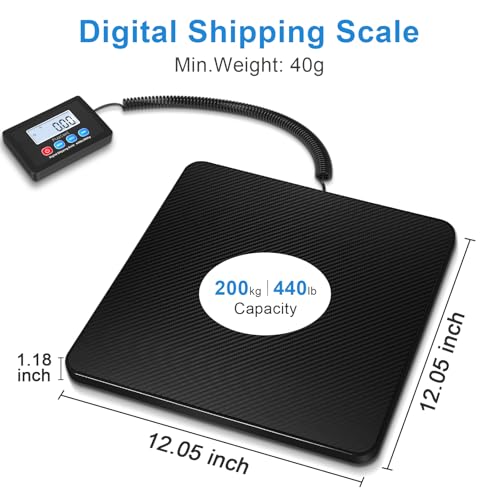 Fuzion Shipping Scale, 440LB x 10g High Accuracy Postal Scale, Hold/Tare Function, Digital Shipping Postal Scale for Packa...