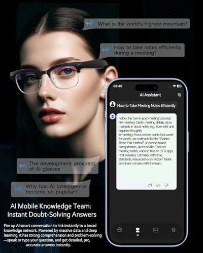 MNVOEQ Smart Glasses with Camera 4K, Video Recording.Bluetooth for Men & Women -Hands-Free Recording Glasses with Audio, A...