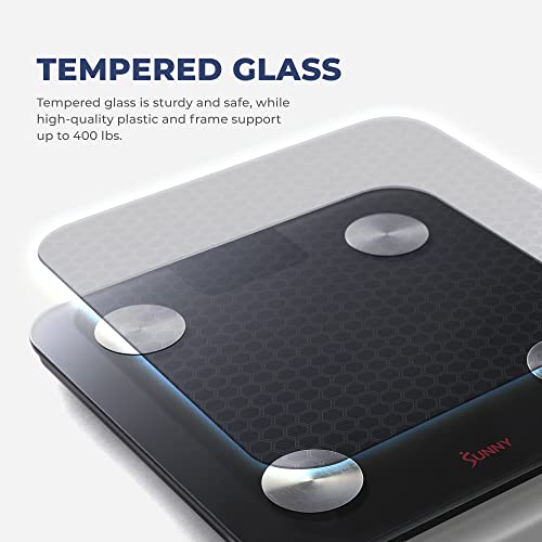 Sunny Health & Fitness 20 Metric Advanced Body Fat Composition BMI Scale with Health Tracker & Analyzer App - Smart Bathro...