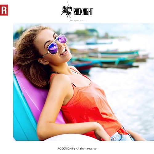 ROCKNIGHT Polarized Aviator Sunglasses for Men Women Metal Flat Top Sunglasses lightweight Driving UV400 Outdoor 58mm