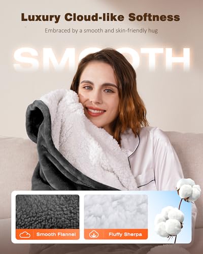 Yokimisu Wearable Heated Blanket - Cozy Gift for Women, Mom, Men| Reversible Flannel & Sherpa Electric Wrap with Pockets &...