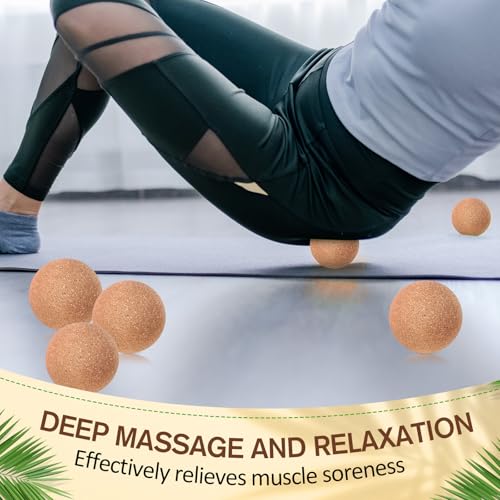 Seenelling 50 Pcs Cork Massage Ball Solid Hard Myofascial Release Yoga Ball for Back Foot Neck Pain Therapy Portable Tissu...