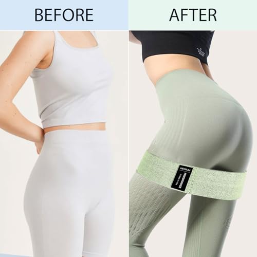HIMESPORNER 9 PCS Fabric Resistance Bands Set for Working Out, Non-Slip Exercise Booty Bands for Women & Men Leg and Glute...