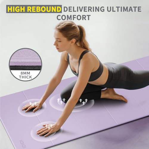 Foldable Yoga Mat Extra Thick & Large (74" x 31.5" x 0.32"), Double-Sided Non Slip & Lightweight Fitness Mat, 8mm Thick Wi...
