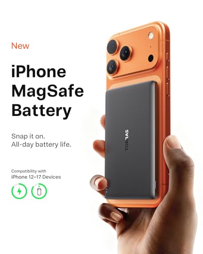 TORRAS MiniMag Power Bank, Ultra Slim 5,000mAh Wireless Portable Charger with USB-C Cable, Fast Charging iPhone Air Magnet...