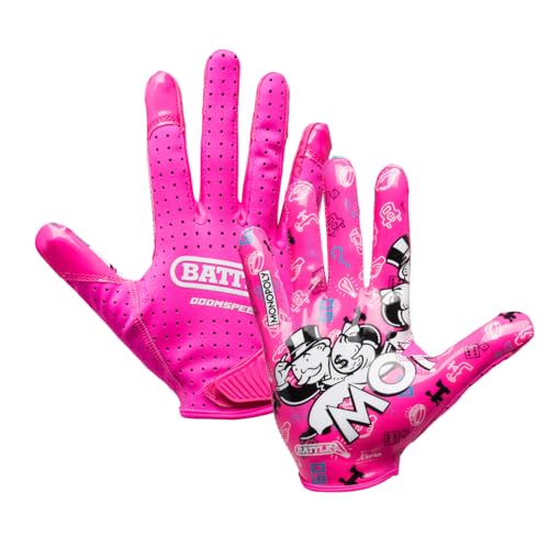 Battle Sports Doom Speed Football Gloves, Ultra Stick Grip, Precision Fit, Wide Receiver, Adult & Youth
