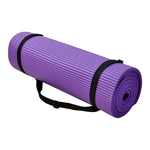 Fitvids All Purpose 1/2-Inch Extra Thick High Density Anti-Tear Exercise Yoga Mat and Knee Pad with Carrying Strap, Multip...