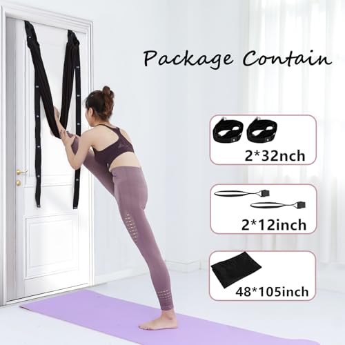 Yoga Stretching Strap, Leg Waist Back Bend Auxiliary Yoga Stretch Band, Upgraded Version with Door Anchor 2 Resistance Rop...