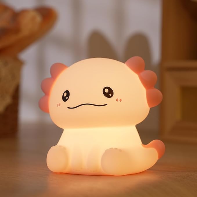 Cute Cartoon Nursery Night Lights, Animal Design Safe Silicone Soft LED Nursery Lamp for Toddler Room Decoration (Axolotl)