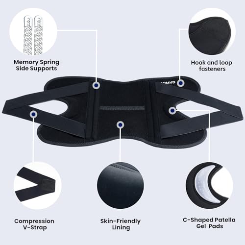 JOMVD Knee Brace for Knee Pain, Meniscus Tear, ACL, Adjustable Knee Support with Side Spring Stabilizers for Meniscus Tea...
