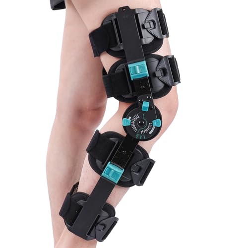 Hinged Rom Knee Brace, Adjustable Post Op Knee Immobilizer for Recovery Stabilization, ACL, MCL and PCL Injury, Medical Or...