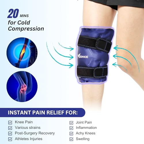 Medvice Ice Pack with Cold Compression for Knee Pain Relief, Swelling, Knee Replacement Surgery, Arthritis, and Injury Rec...