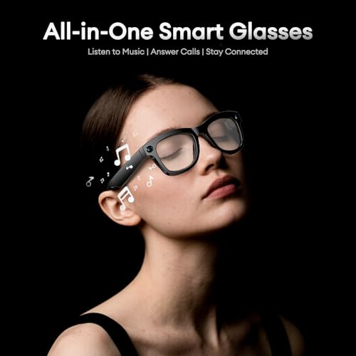 QxzPower 1080P HD AI Smart Camera Glasses, 8MP Camera Bluetooth 5.4 Recording Glasses, Dual Mic ENC Noise Reduction, Blue ...