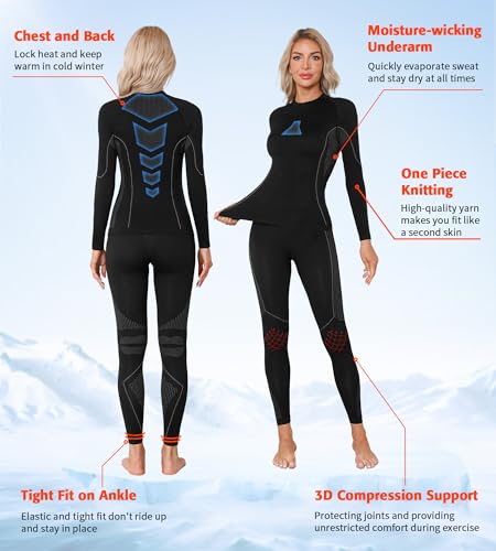 ATTRACO Womens Thermal Underwear Top and Bottom Sets Women Long Johns Warm Base Layer for Cold Weather