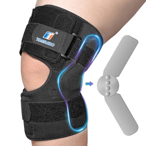 Hinged Knee Brace for Men and Women, Front Open Knee Brace with 2 Compression Straps and Dual Removable Side Stabilizers, ...