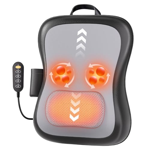 Zorynae Shiatsu Back and Neck Massager for Pain Relief Deep Tissue, Up and Down Rolling Back Massager with Heat, 3D Kneadi...