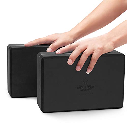 Heathyoga Yoga Blocks 2 Pack with Strap, High Density EVA Foam Yoga Block and Yoga Strap Set to Support and Improve Poses ...