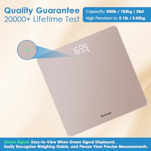 Homebuds Smart Scale for Body Weight, Precision 0.1lb by Our Professional Factory Since 2001, Digital Weight Scale Step-On...