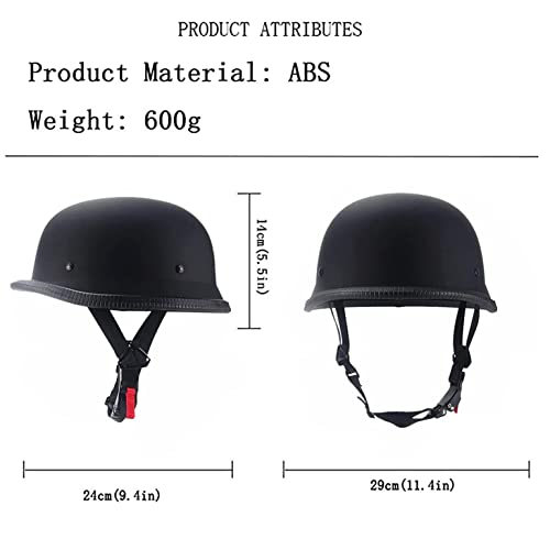 German Style Motorcycle Half Helmet Open Face Adult Men Women DOT Approved Retro Helmet，Matte Black