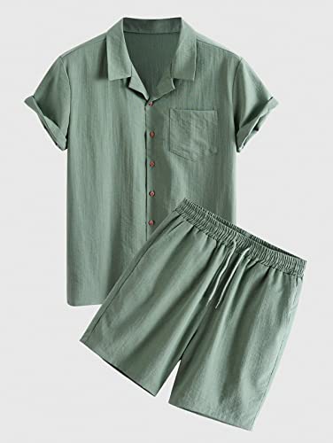 ZAFUL Men's Casual Button-Down Shirts Short Sleeve Striped Dress Shirts Button Down Tops