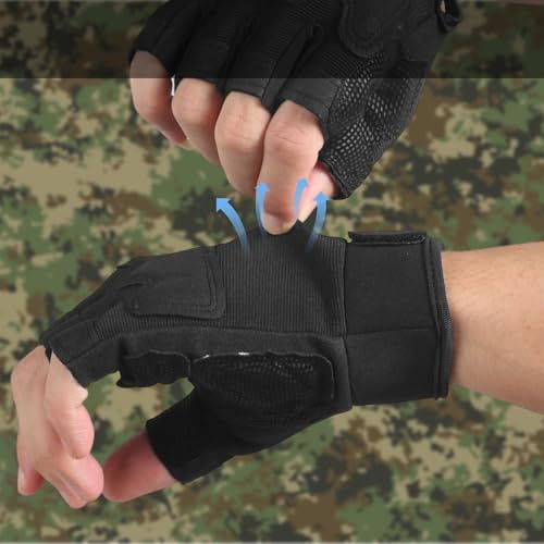 Towintec Fingerless Tactical Gloves, Padded Lightweight Breathable Climbing Glove for Rock, Motorcycle, Climbing, Cycling,...