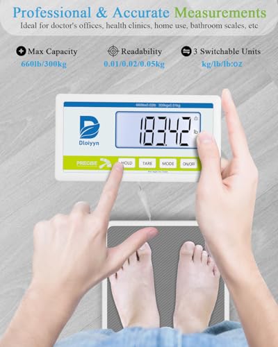 Medical Scale for Body Weight with Digital Display, 660 lb Limit, High Accuracy Medical Grade Floor Scale, Heavy Duty, kg/...