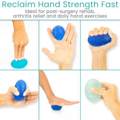 Vive Squeeze Balls for Hand Therapy Set (4 Pack) - Grip Strengthener Occupational Exercise Equipment for Arthitis, Parkins...