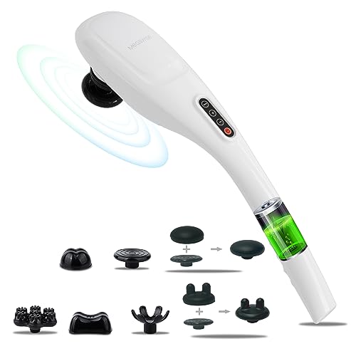 MEGAWISE Cordless Handheld Back Massager w/Rechargeable 3200mAh Battery, 5 Speed and 5 +2 Massage Nodes with Hard, Medium ...