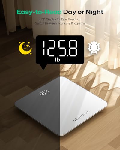 UREVO Smart Scale for Body Weight & BMI Tracking Sync with App, Digital Bathroom Scale with LED Display, Highly Accurate W...