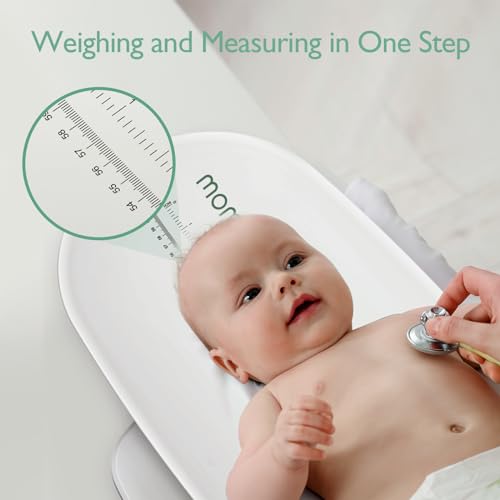 Momcozy Baby Scale, Multi-Function Scale for Body Weight and Height Measurement, Weighted Feeds, with Curved Removable Tra...