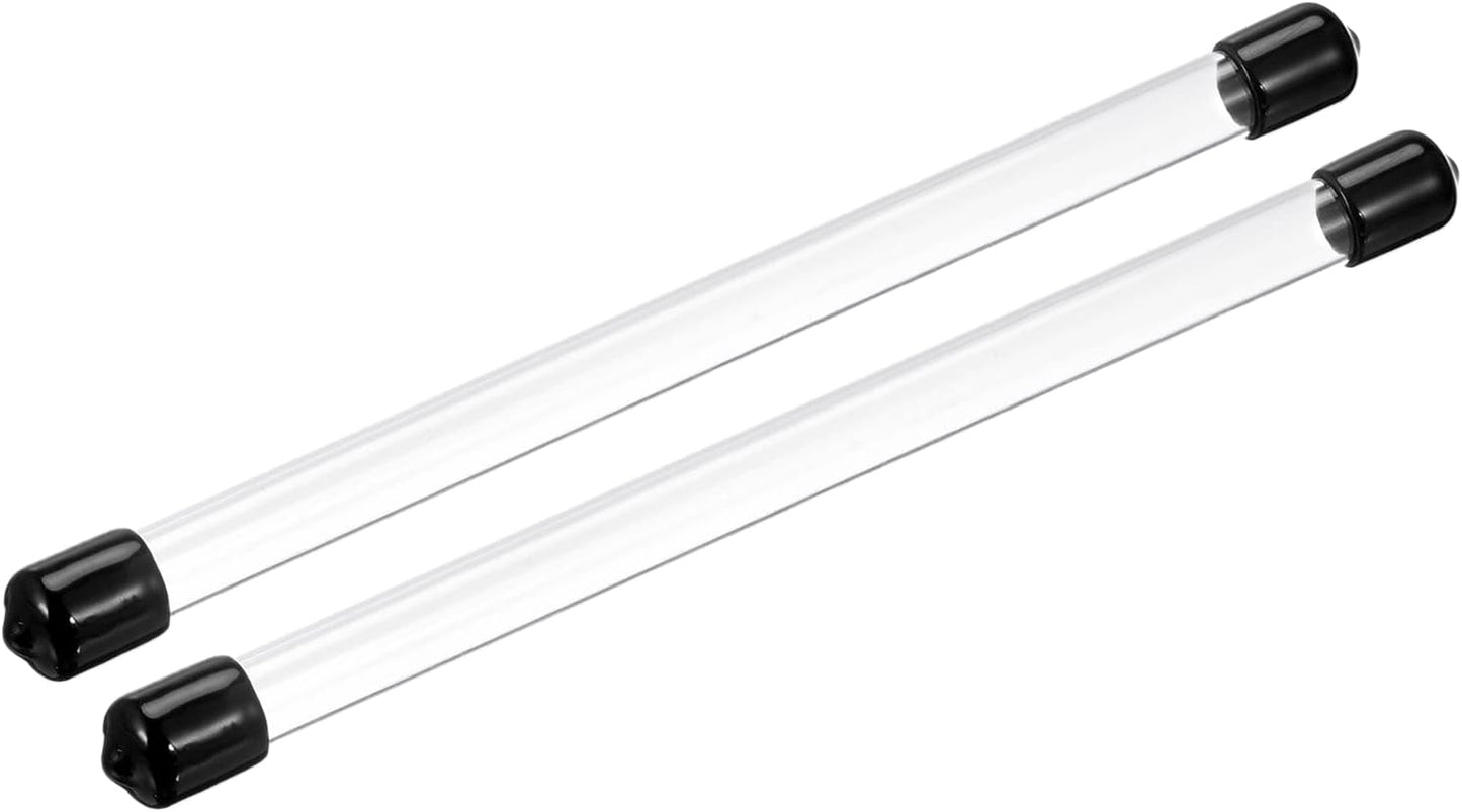 PATIKIL Clear Rigid Tube Round Plastic Tubing with Black Rubber Caps Polycarbonate Water Pipe, 305mm/ 12 Inch Length, 8mmx10mm/0.31"x0.4", 2 Set